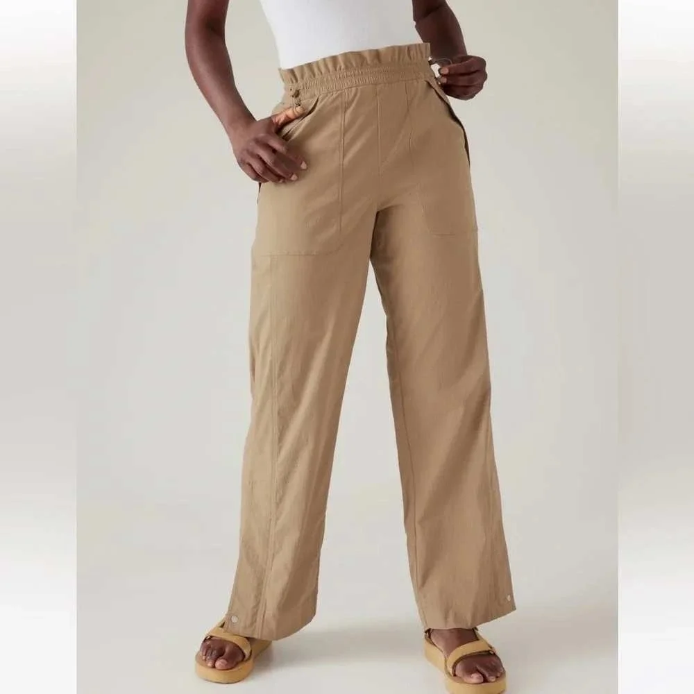 Athleta Trekkie High Rise Parachute Pant Big Sur tan outdoor gorpcore 8 tall - Picture 1 of 15